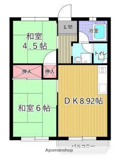 サンライズ武蔵野(2DK/1階)の間取り写真