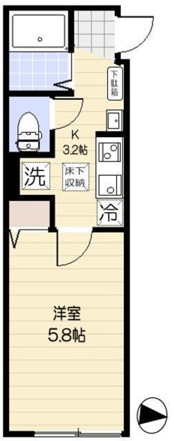 エクセラン西国立(1K/1階)の間取り写真