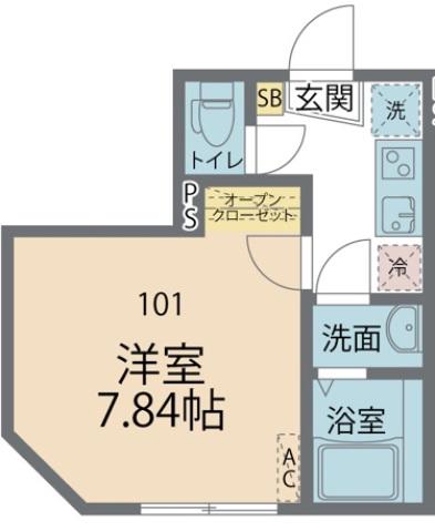 カインドネスN(1K/1階)の間取り写真