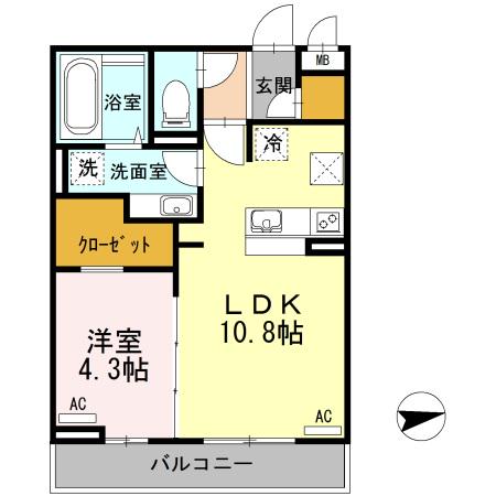 西武鉄道新宿線 花小金井駅 徒歩10分 3階建 築11年(1LDK/1階)の間取り写真