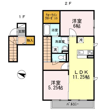 クラージュ(2LDK/2階)の間取り写真