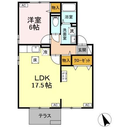 サニーサイドⅡ(2LDK/1階)の間取り写真