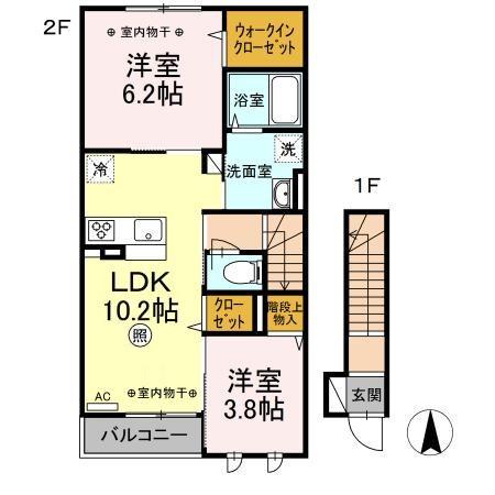 EXCELLENT国立(2LDK/2階)の間取り写真