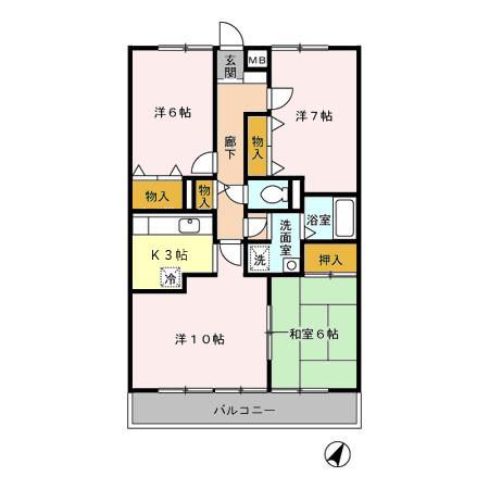 ブライトンパーク(4K/3階)の間取り写真