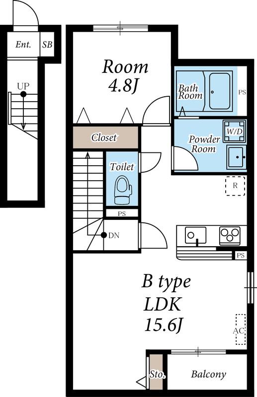 アシェルタ聖蹟(1LDK/2階)の間取り写真