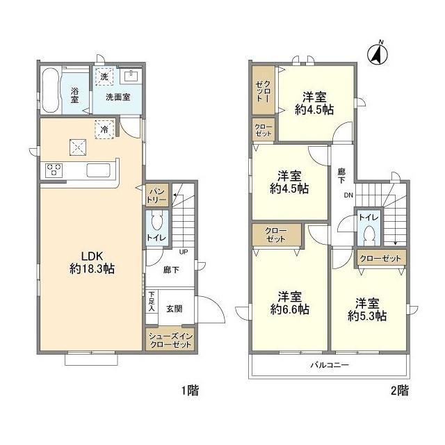 西武鉄道多摩湖線 武蔵大和駅 徒歩16分 2階建 築2年(4LDK)の間取り写真