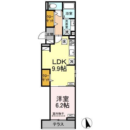 D-ROOM PREMIUM多磨霊園駅(1LDK/1階)の間取り写真