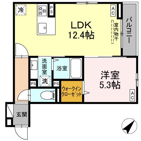 ASSET-COURT曙町(1LDK/2階)の間取り写真