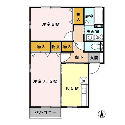 アネックスY(2K/2階)の間取り写真