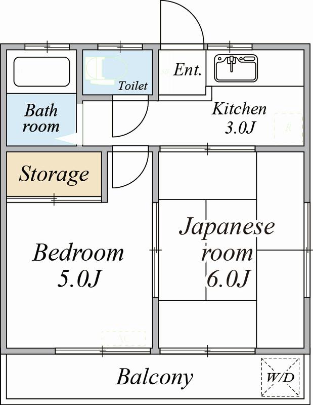 クローバーハウス(2K/1階)の間取り写真