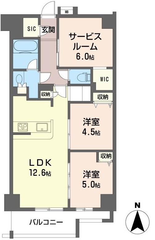 ツインズ国立Ⅱ(2SLDK/8階)の間取り写真