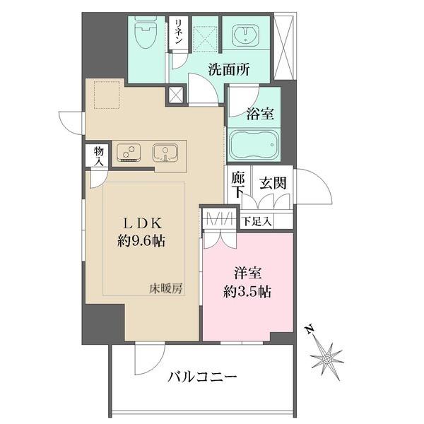 アウラ立川曙町(1LDK/2階)の間取り写真
