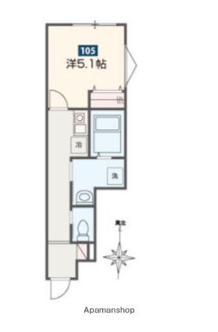 DEL CIELO小平(1K/1階)の間取り写真