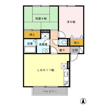 マレッサパーク(2LDK/2階)の間取り写真