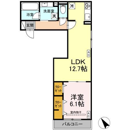 D-PRECIOUS立川高松町(1LDK/3階)の間取り写真