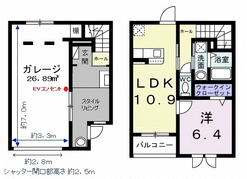 ベルシェールⅠ(1LDK/1階)の間取り写真