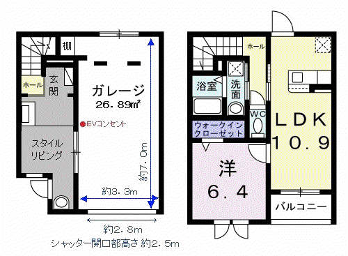 ベルシェールⅠ(1LDK/1階)の間取り写真