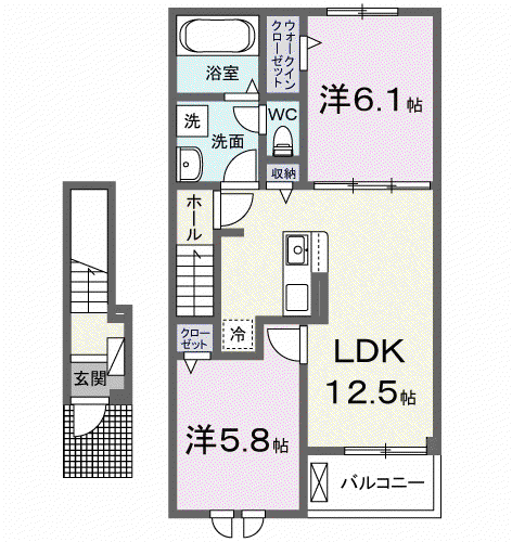 ヴェルドゥーラⅠ(2LDK/2階)の間取り写真