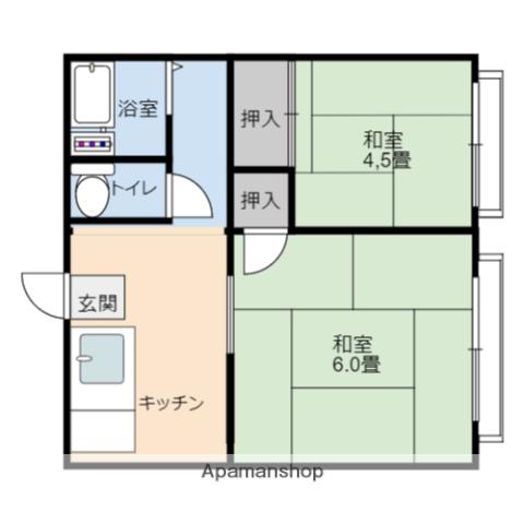 ホワイトハイツ(2K/2階)の間取り写真