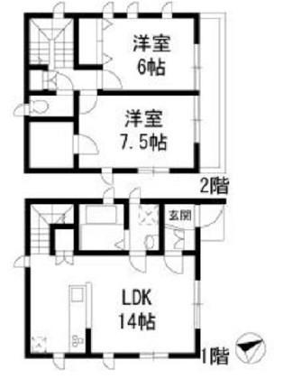 中央本線 三鷹駅 徒歩17分 2階建 築12年(2LDK)の間取り写真