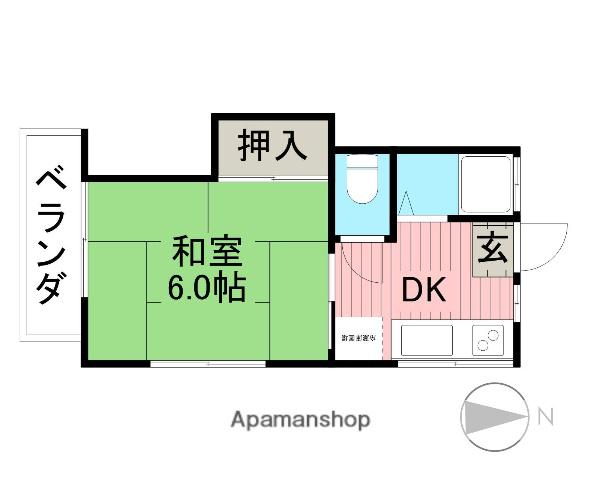 ベルカント(1DK/2階)の間取り写真