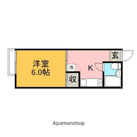 パレーシャル武蔵野B(1K/2階)の間取り写真