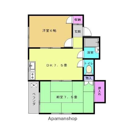 ウエストアパートメント(2DK/2階)の間取り写真