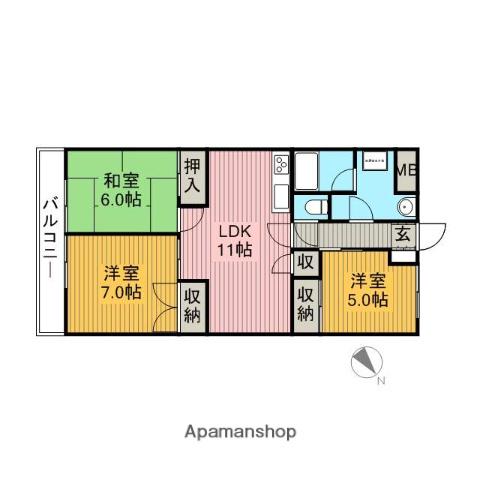 クレール武蔵野(3LDK/1階)の間取り写真