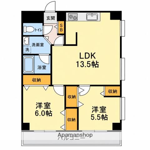 コムコルデコット(2LDK/1階)の間取り写真