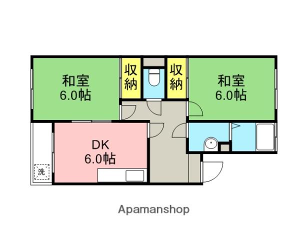 バームハイツ松尾(2DK/3階)の間取り写真
