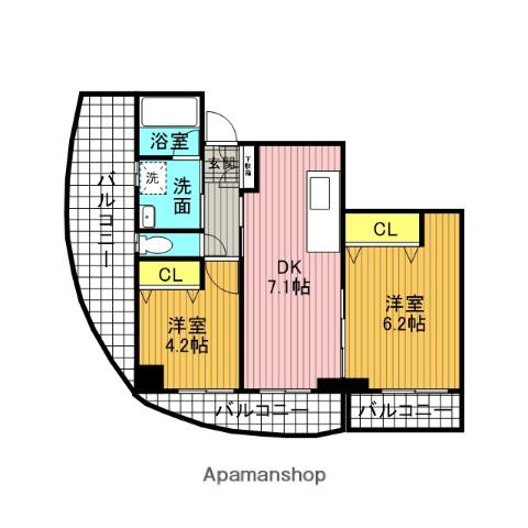 ローカス四面道(2DK/5階)の間取り写真