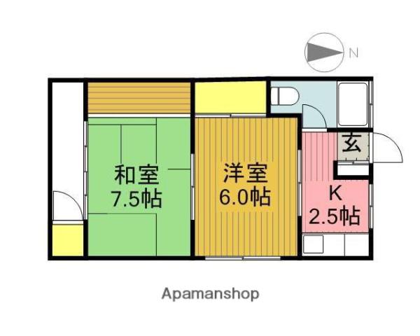平田荘(2K/2階)の間取り写真