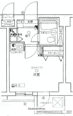 ロイヤルパレス高井戸(1K/3階)の間取り写真