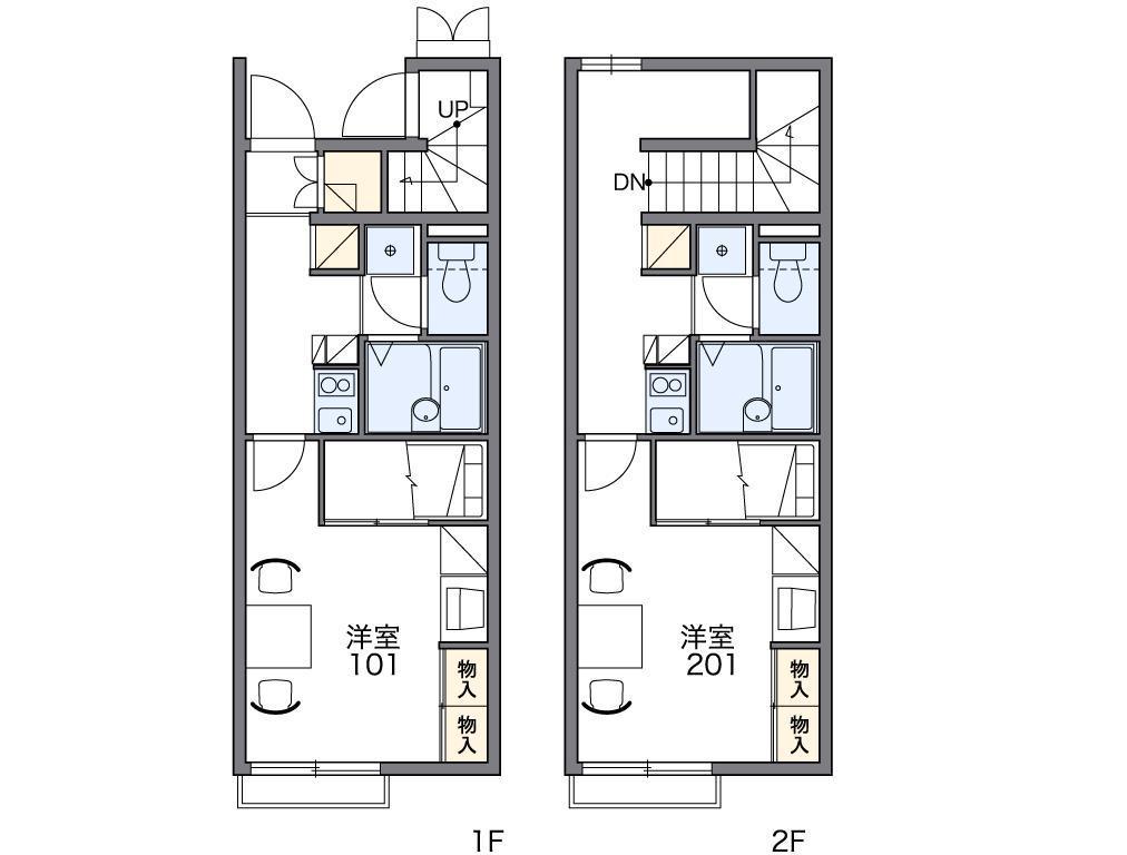 レオパレスグリーンサイトB棟(1K/2階)の間取り写真