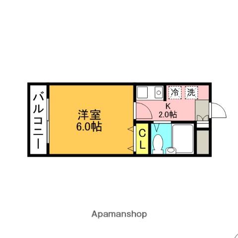 メビウスAIR(1K/1階)の間取り写真