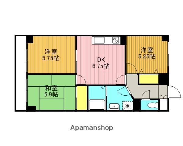 ビアーレ小金井(3DK/3階)の間取り写真