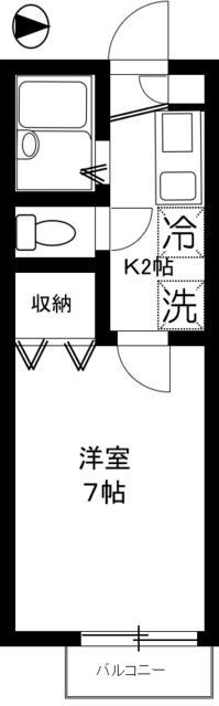 フレアプランドールB棟(1K/2階)の間取り写真
