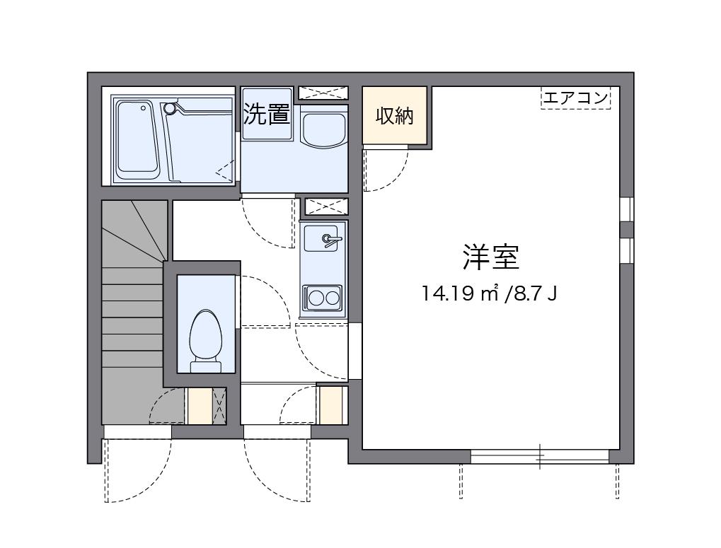 クレイノアルヴィータ(1K/1階)の間取り写真