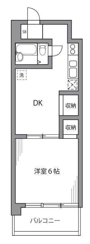 アミューズハウス(1DK/2階)の間取り写真