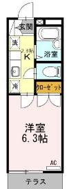 第Ⅱメゾン谷端(1K/1階)の間取り写真