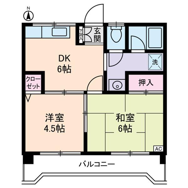 ルミエール本宿参番館(2DK/2階)の間取り写真