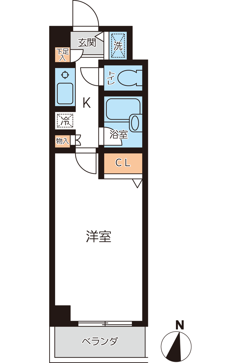 CITY SPIRE国分寺(1K/4階)の間取り写真