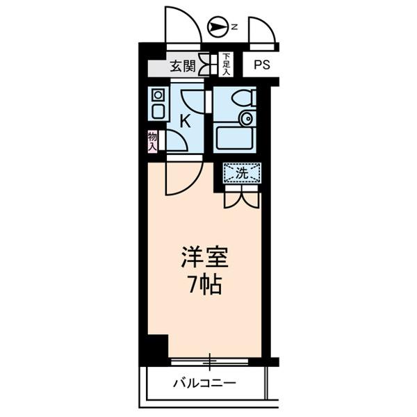 グローリア初穂桜台Ⅱ(1K/1階)の間取り写真