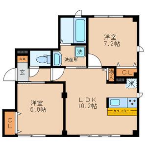 FⅡハウス(2LDK/1階)の間取り写真