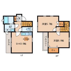 鈴江テラスハウス(2DK)の間取り写真