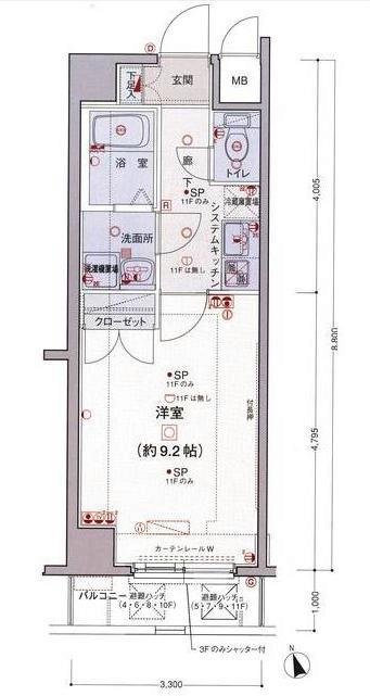 エクセリア荻窪 10階階 間取り