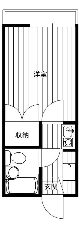 ハイム尾嵜小金井B棟(1K/1階)の間取り写真