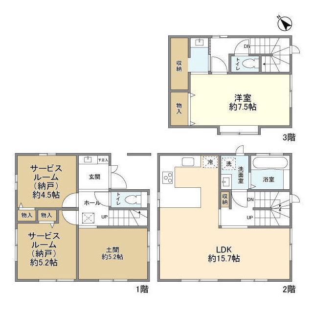 京王電鉄京王線 府中駅(東京) 徒歩19分 3階建 築4年(1SLDK)の間取り写真