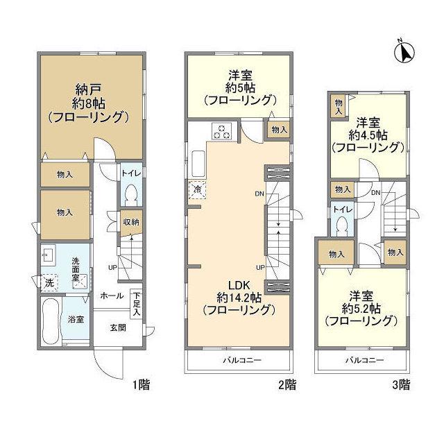 東京都大江戸線 新江古田駅 徒歩10分 3階建 築4年(3SLDK)の間取り写真