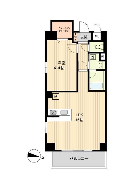 ベルメゾン若林(1LDK/1階)の間取り写真